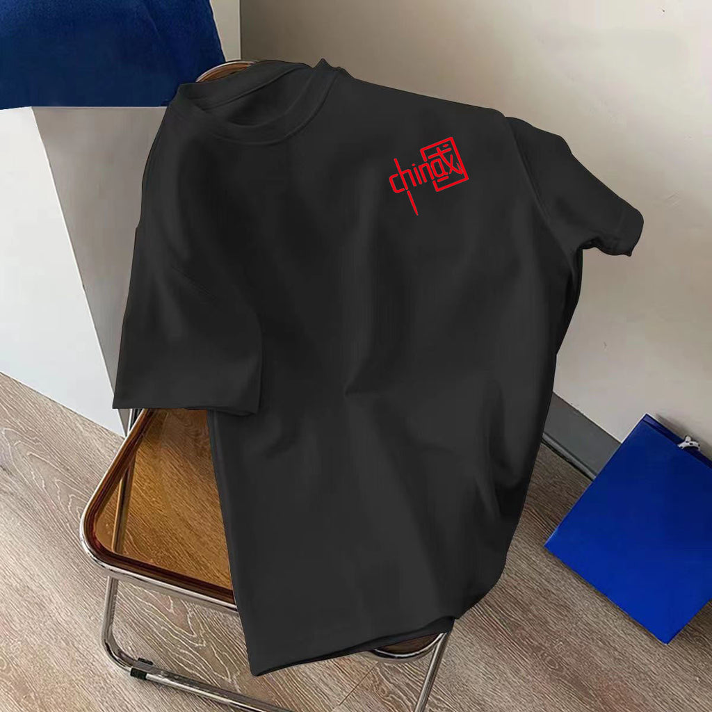 Cotton Texture Short-sleeved T-shirt Women's Summer Retro High-end Chic Beautiful Couple Top