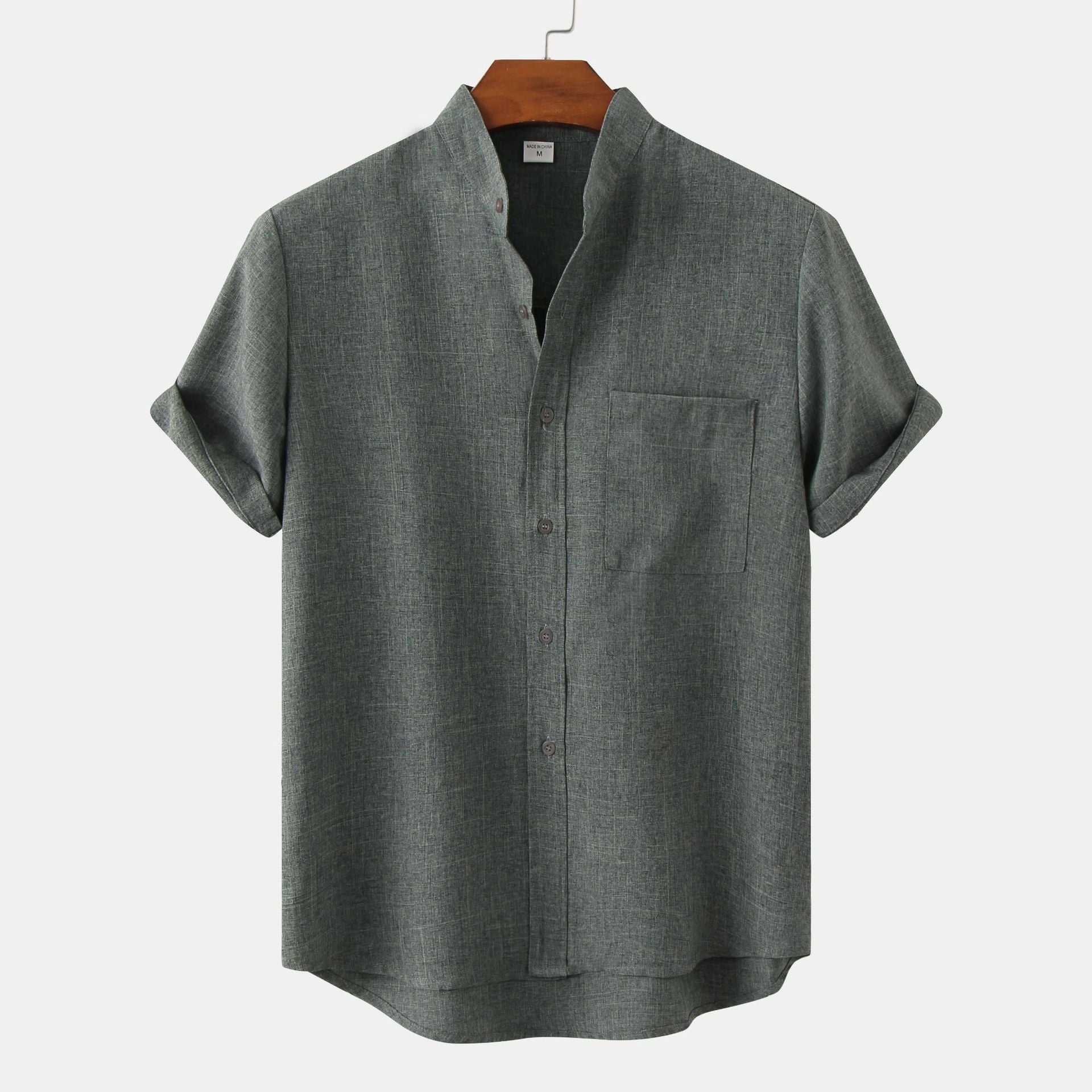 Solid Color Cotton Linen Men's Shirt