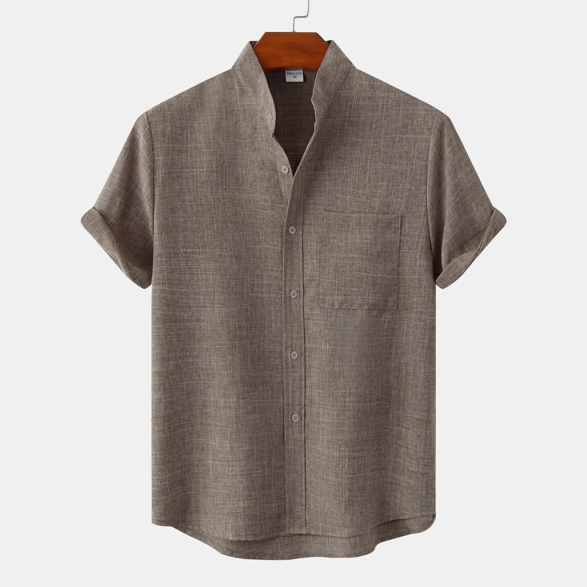 Solid Color Cotton Linen Men's Shirt