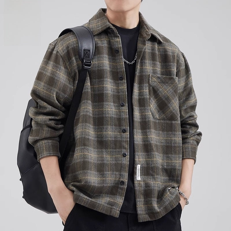 Plaid long-sleeved shirt