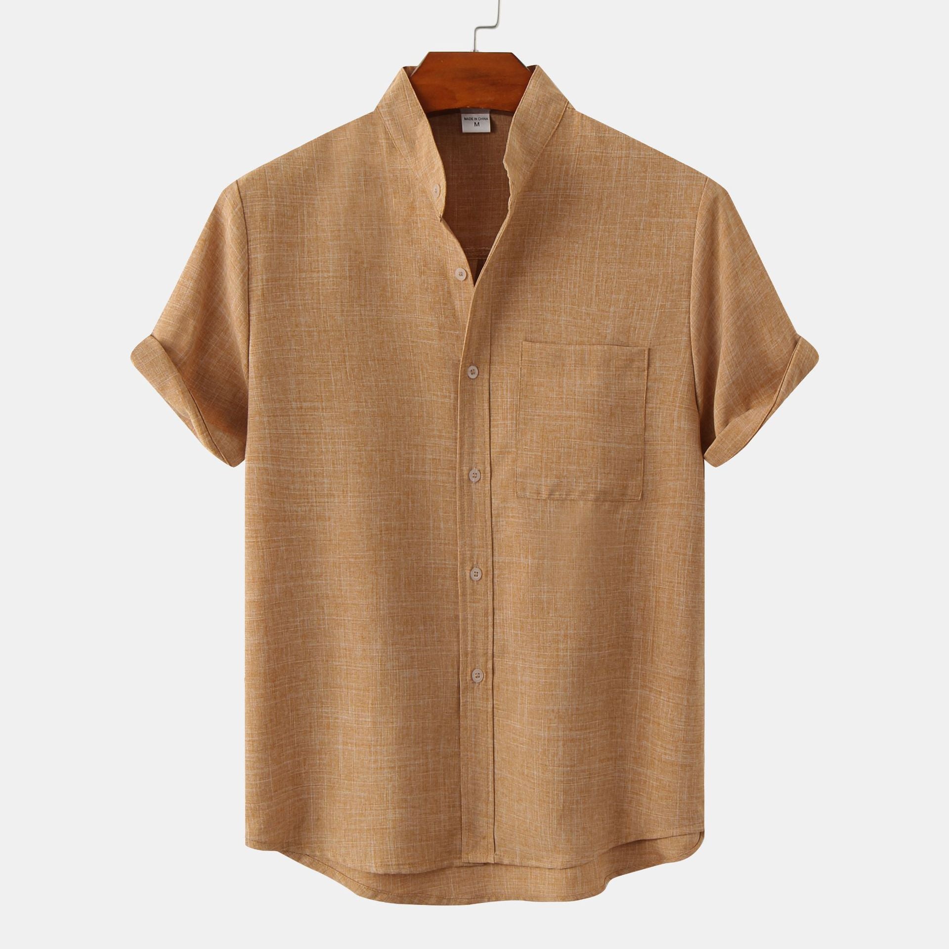Solid Color Cotton Linen Men's Shirt